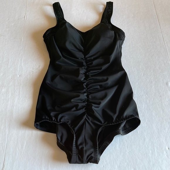 Maxine Black Ruched Front One Piece Swimsuit - Picture 1 of 5